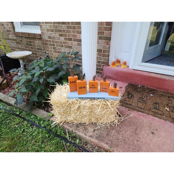 Personalized Handcrafted Wood Pumpkin Patch Family Decor Set - Picture 6 of 7